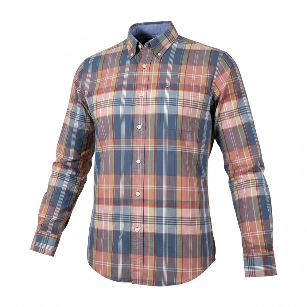 Tommy Hilfiger Mens XL Preppy Plaid Button‎ Down Shirt Long Sleeve Multi Color
